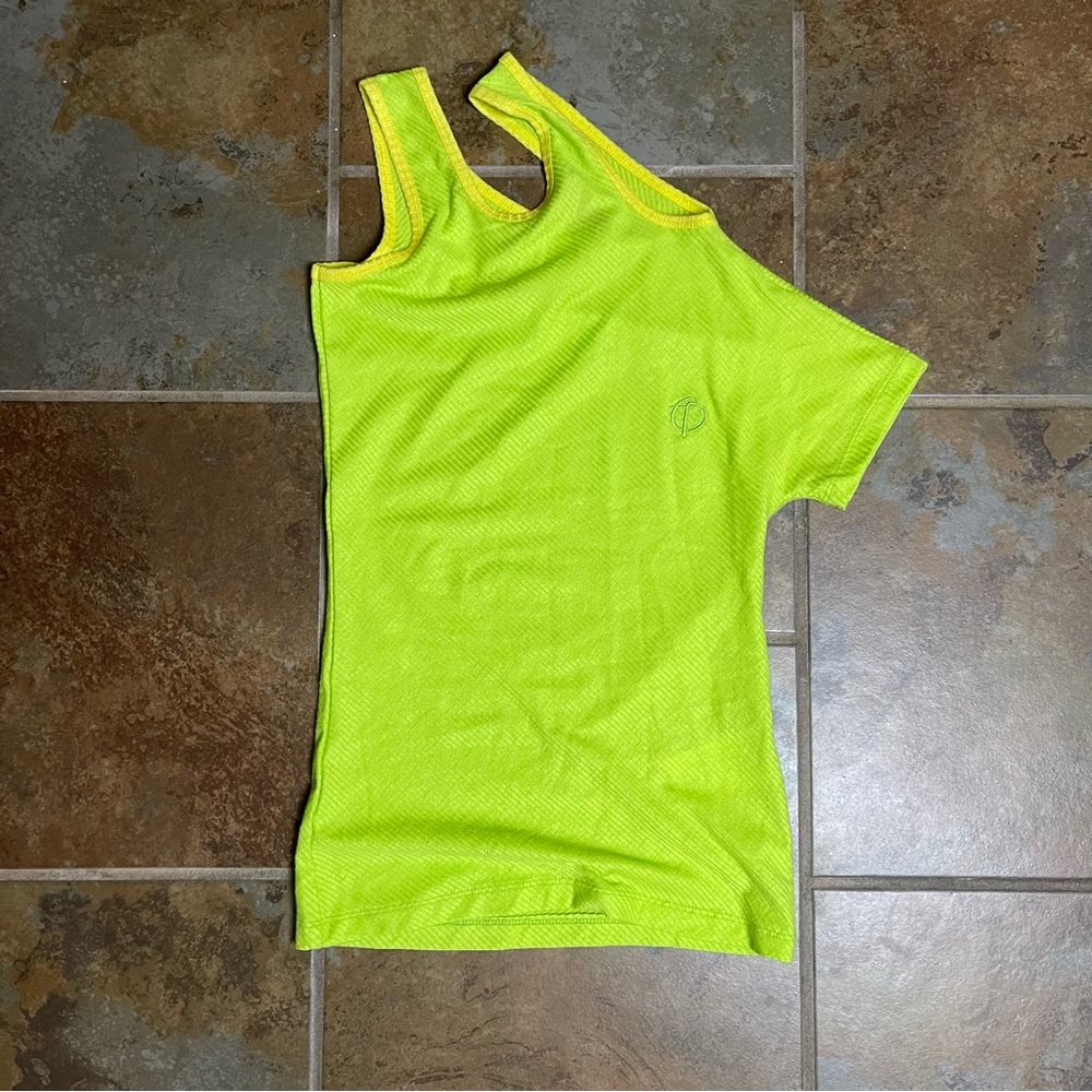 NWOT The Open Product Lime Green / Yellow Asymmetrical Top